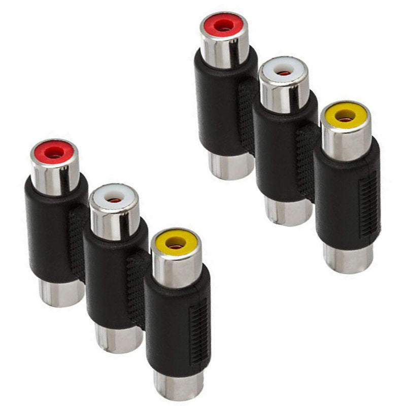 2PCS 3RCA AV Audio Video Female to Female Jack Coupler Adapter 3RCA Connector