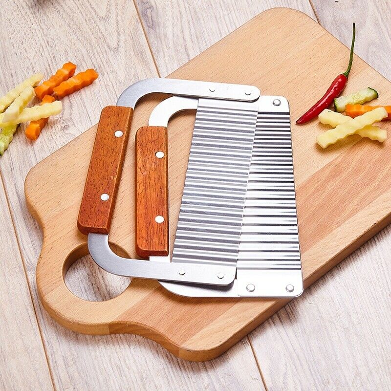 Stainless Steel Crinkle Wavy Cutter Potato Chip French Fry Slicer Kitchen Tool