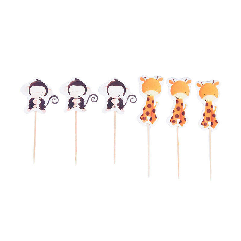 24pcs Animal Cake Toppers Jungle Safari Party Cupcake Birthday Decorati.l8
