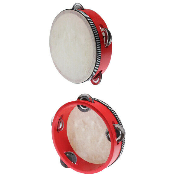 Educational Red  Musical Tambourine Beat Instrument Hand Drum Children  @
