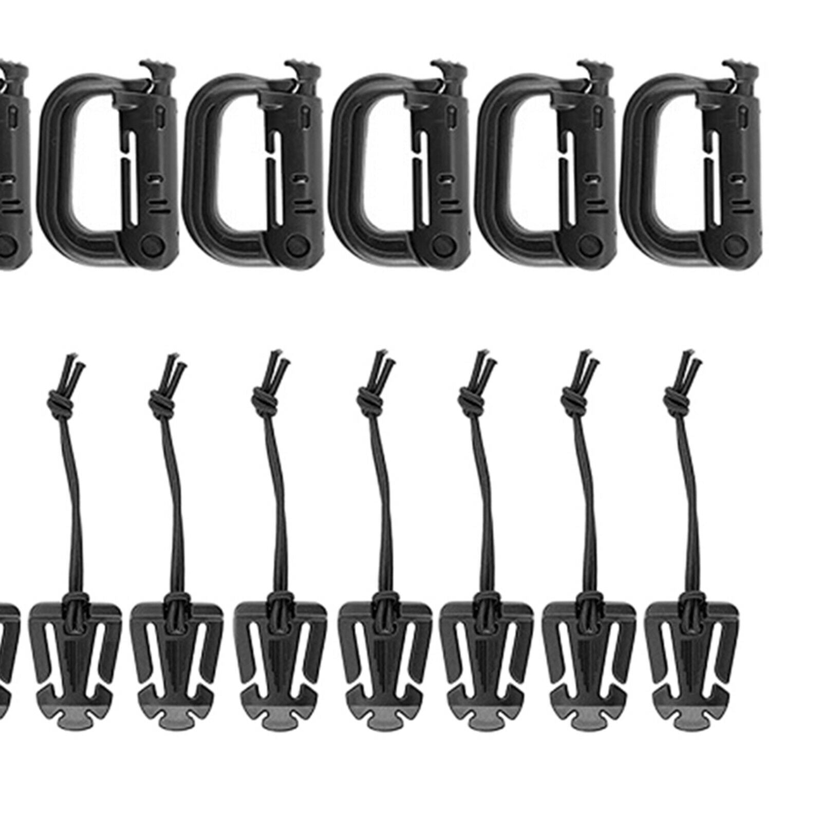 30Pack Molle Attachments D-Ring Clip MOD Strap Web Dominator Elastic Strings