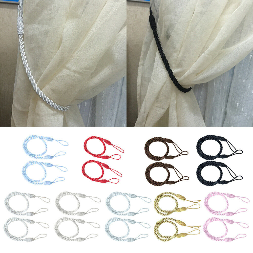 4 Units White Home Decor Tassel Curtain Closures 1