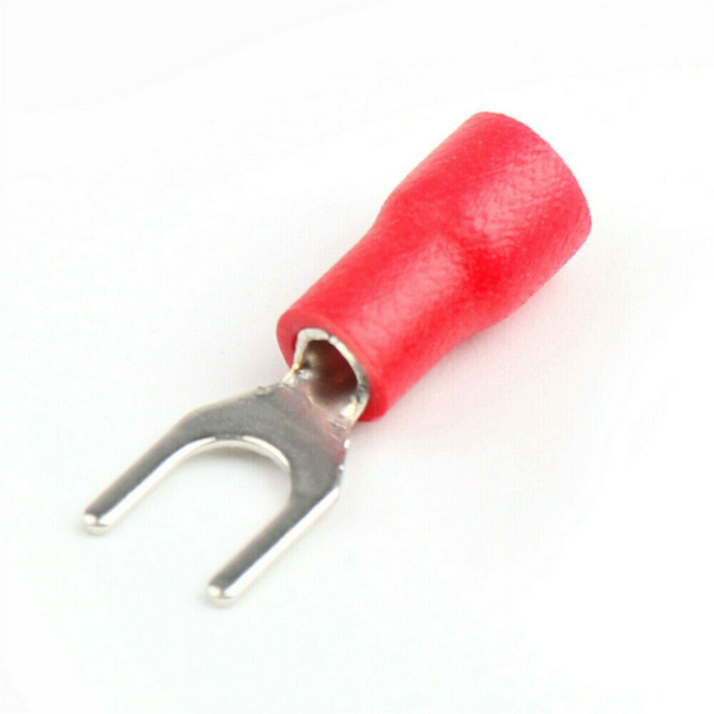 100Pcs Red SV1.25-4 Furcate Pre-Insulating Fork Spade 22~16AWG Crimp Terminals