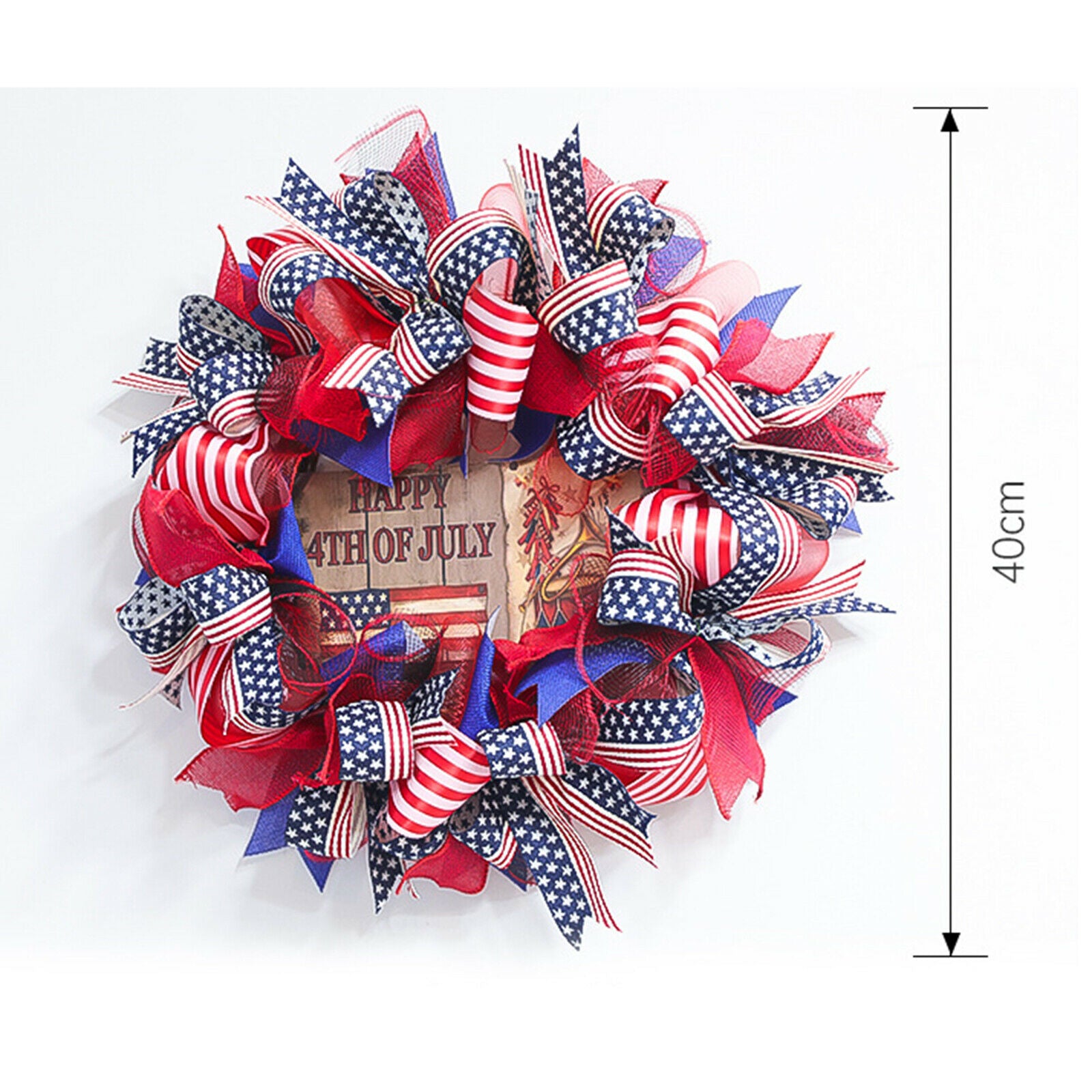 Silk Independence Day Wreath 16'' Garland Door Farmhouse Wall Wedding Decor