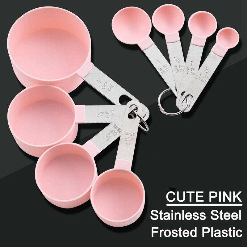 Measu Cups and Measu Spoons Set of 8Pcs, Stainless Steel Handle,Kitchen ToolL2Q5