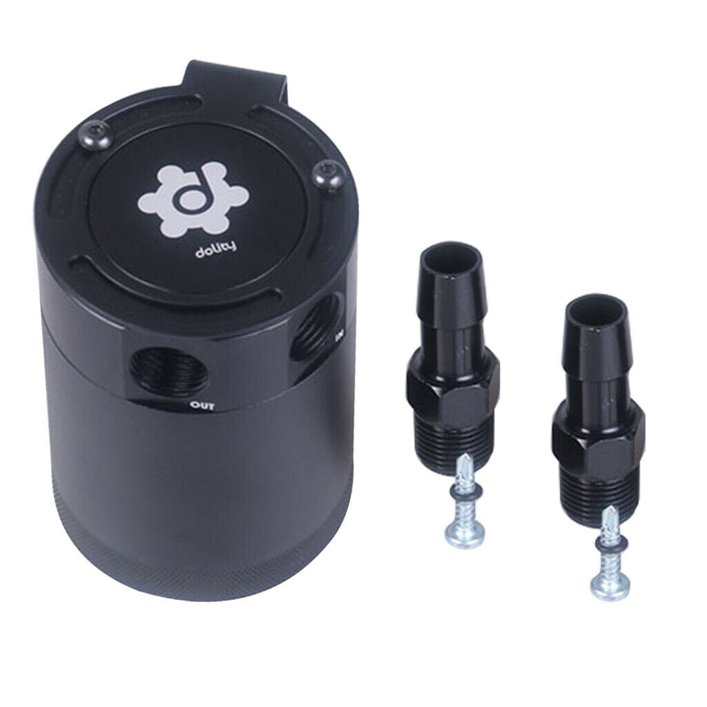 Compact Baffled 2-Port Oil Catch Can Tank Air-Oil Separator Aluminium Black