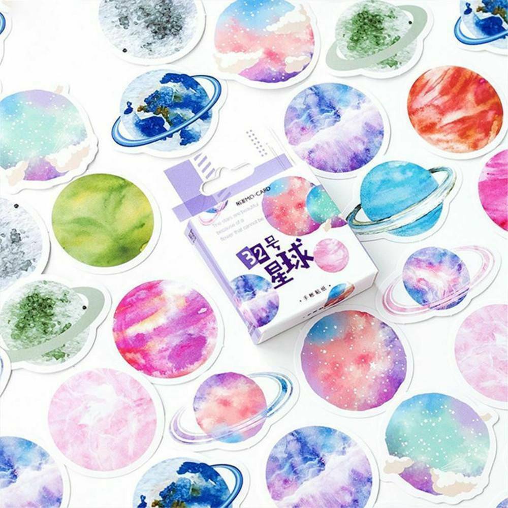 45Pcs/box Planet Stickers Sealing Diary Label DIY Scrapbooking Travel Stickers