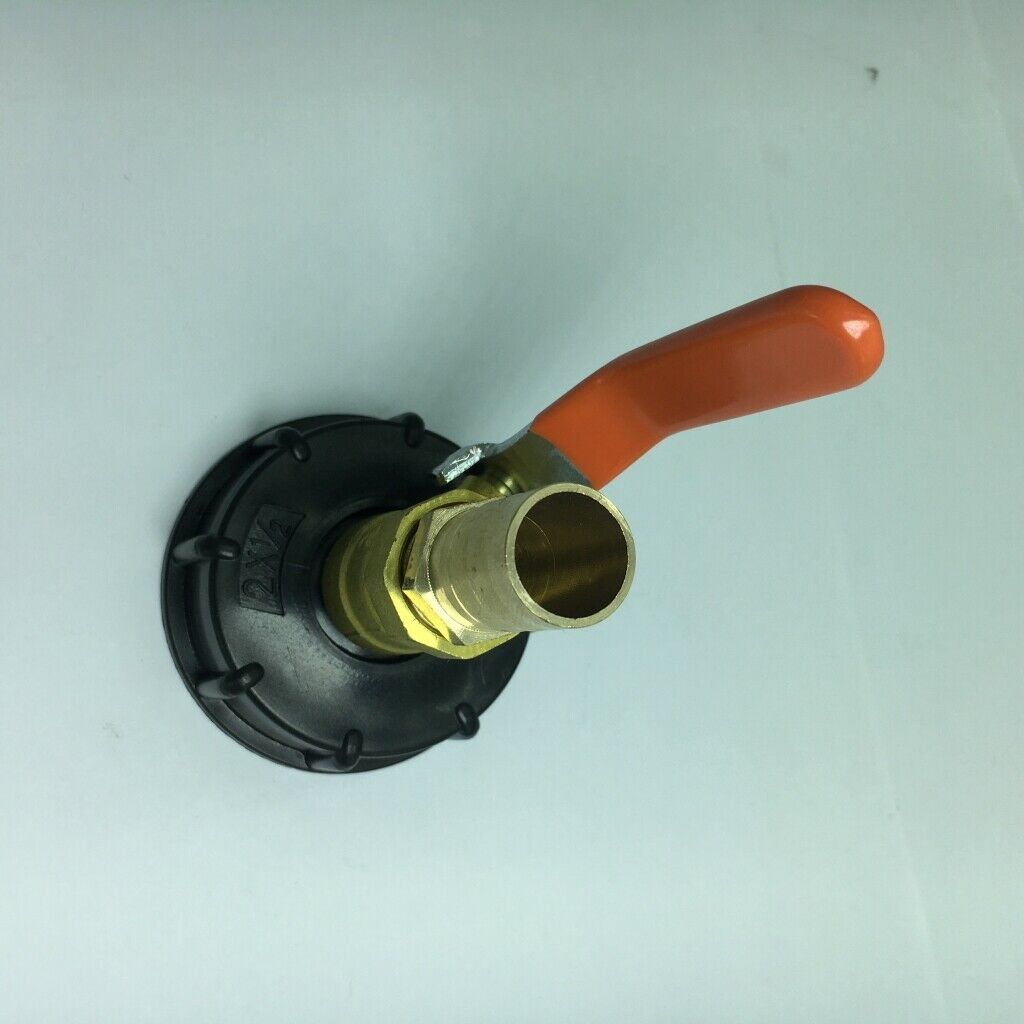 Set of 2, Ton Barrel Tap Adapter S60x6 Thread w/ Straight Full Brass Valve