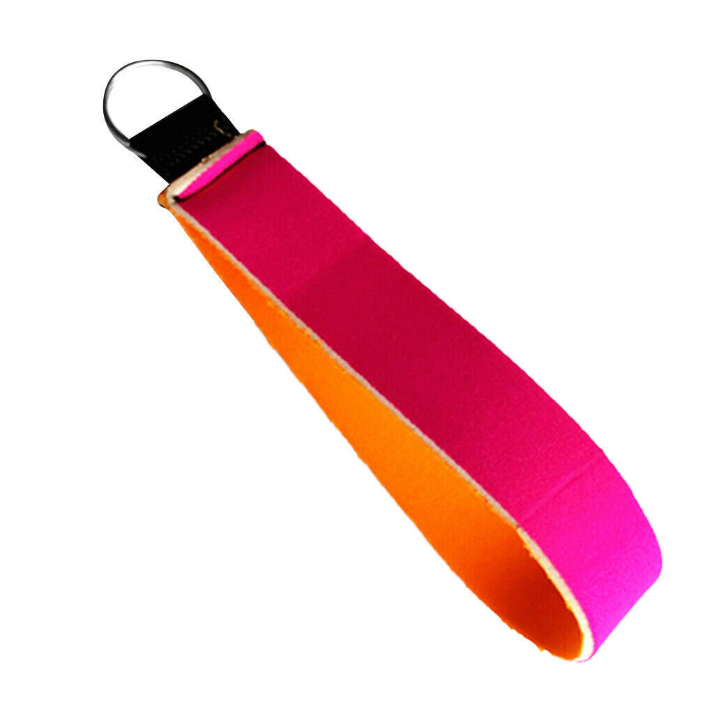 Neoprene Wristlet Keychain Wrist Strap Band Key Holder Split Ring Rose Red