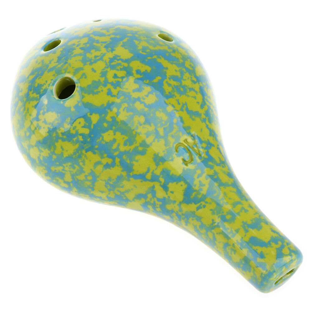 Handcrafted 6 Holes Ceramic AC Alto C Ocarina Wind Instrument Yellow