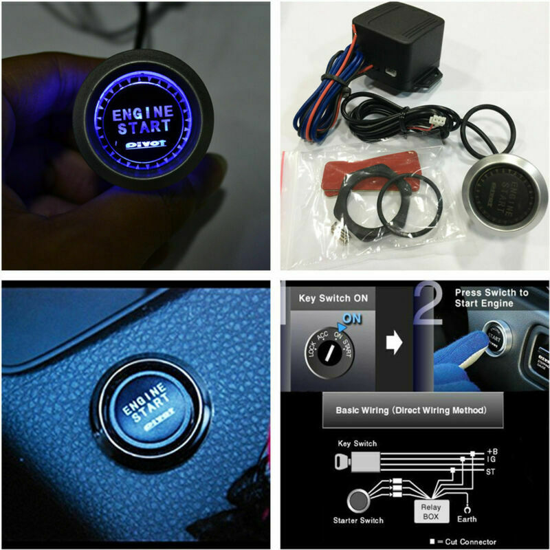 Blue Auto Car SUV Engine Start Push Button Switch Ignition Starter Touch Kit 12V