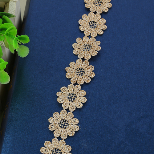 2 yard Flowers Embroidered lace Trim Sewing Hair ornaments crafts Accessories