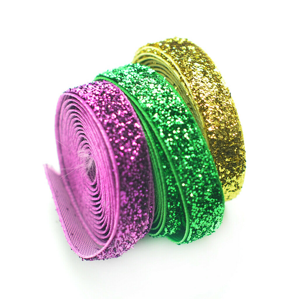 2X 8 Colors Glitter Velvet Ribbon Headband Clips Bow Wedding Decoration DIY