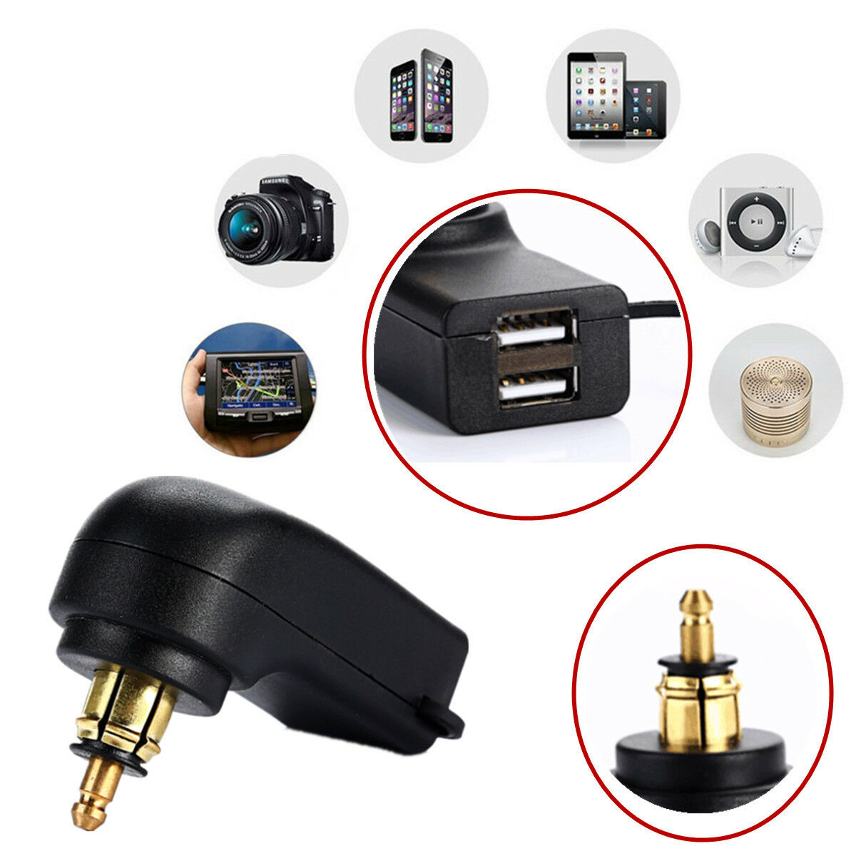 Dual USB 4.8A Motorcycle Charger Plug For BMW  w/ Waterproof &Dustproof Cap