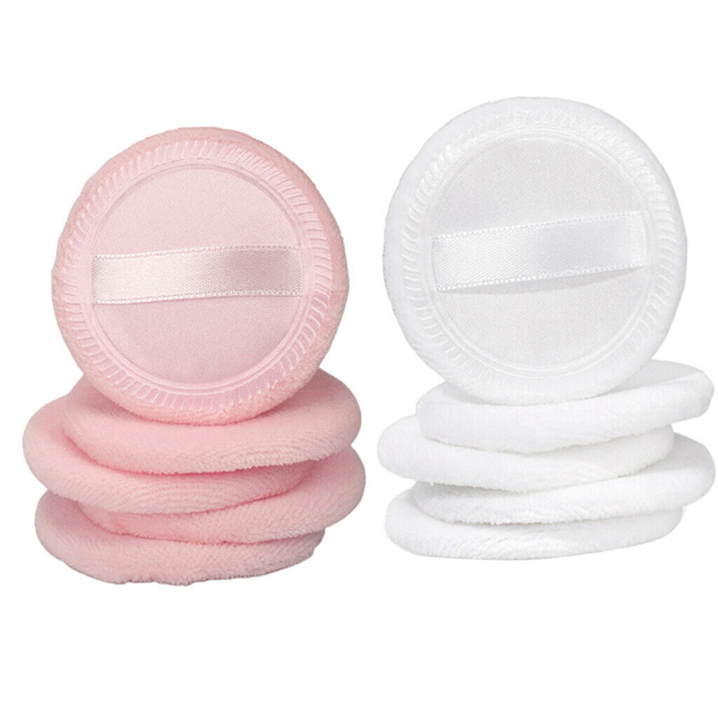 Pack of 10 Round Blusher Face Body Powder Puffs Travel Portable Sponge Puff