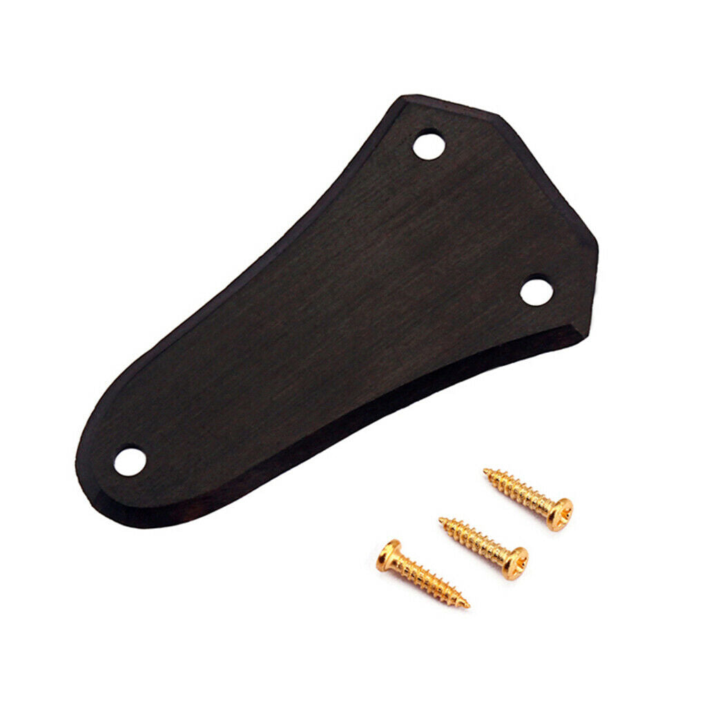 Guitar Ebony Cover Plates with 3 Pieces of Golden Screws for Bass Guitar