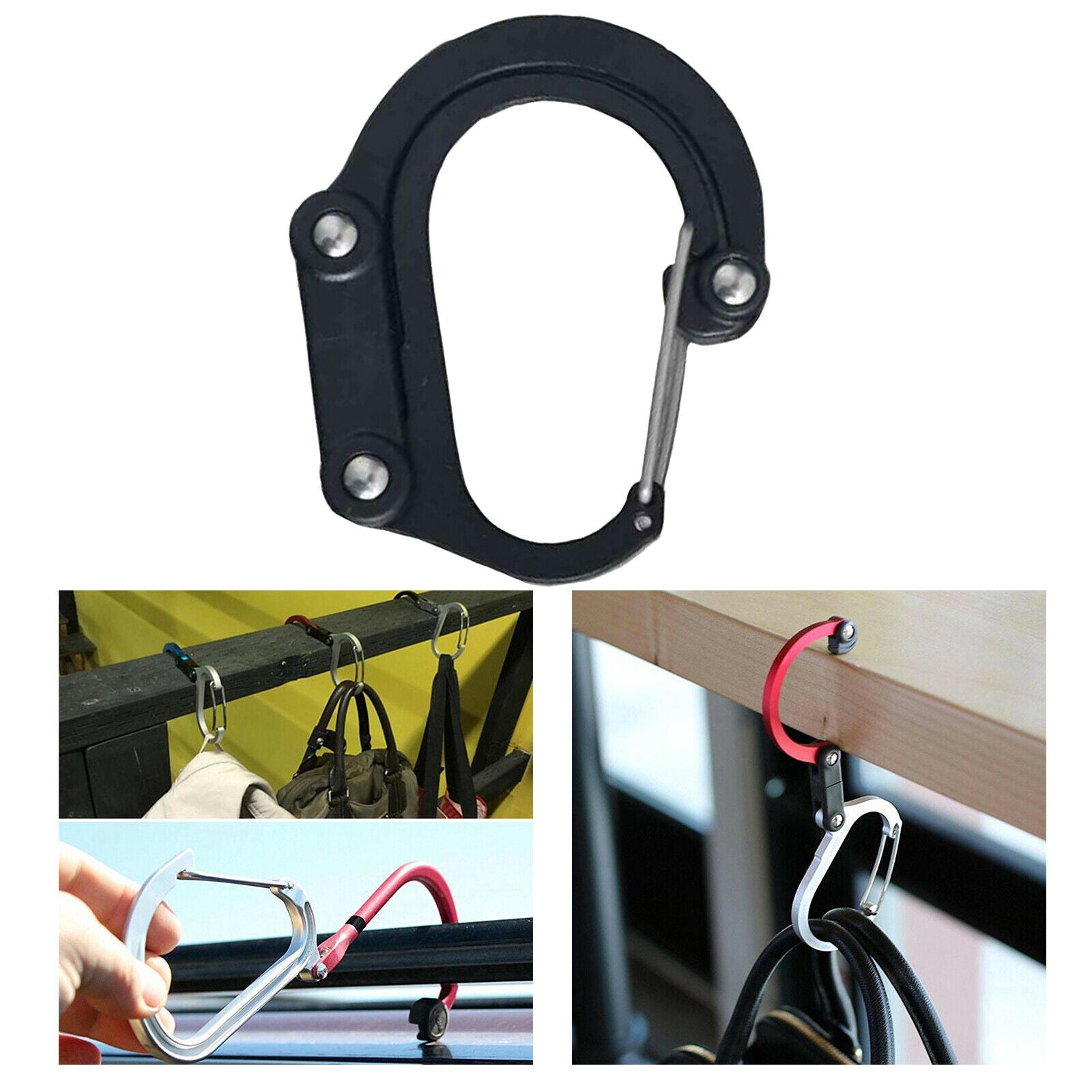 Alloy Carabiner Clip & Hook for Purse Shopping Bag Hanging Lock Buckle Hanger -