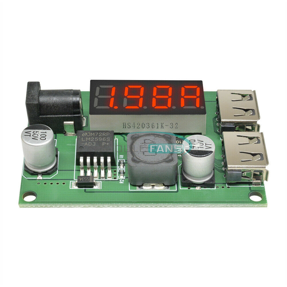 12V/24V/36V to 5V 3A Dual USB DC-DC Step Down Buck Converter Voltmeter