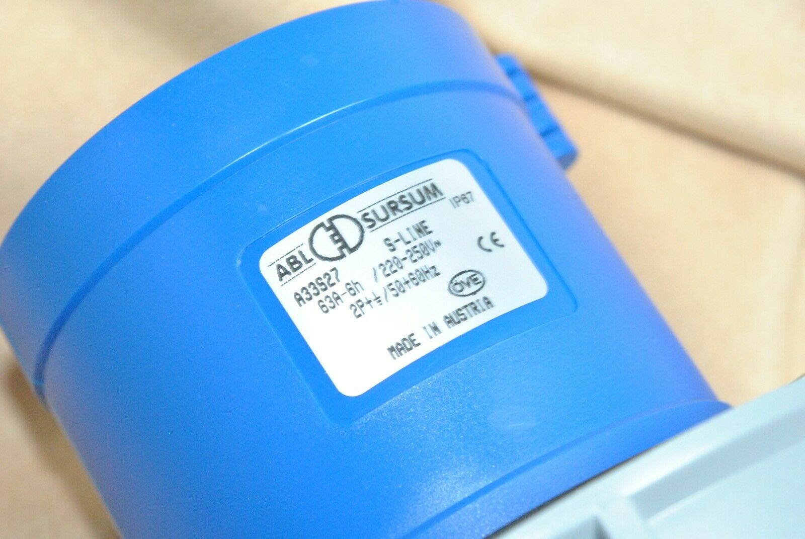 1pcs -ABL SURSUM A33S27 63A 220-250V~ IP67 CEE Pin&Sleeve