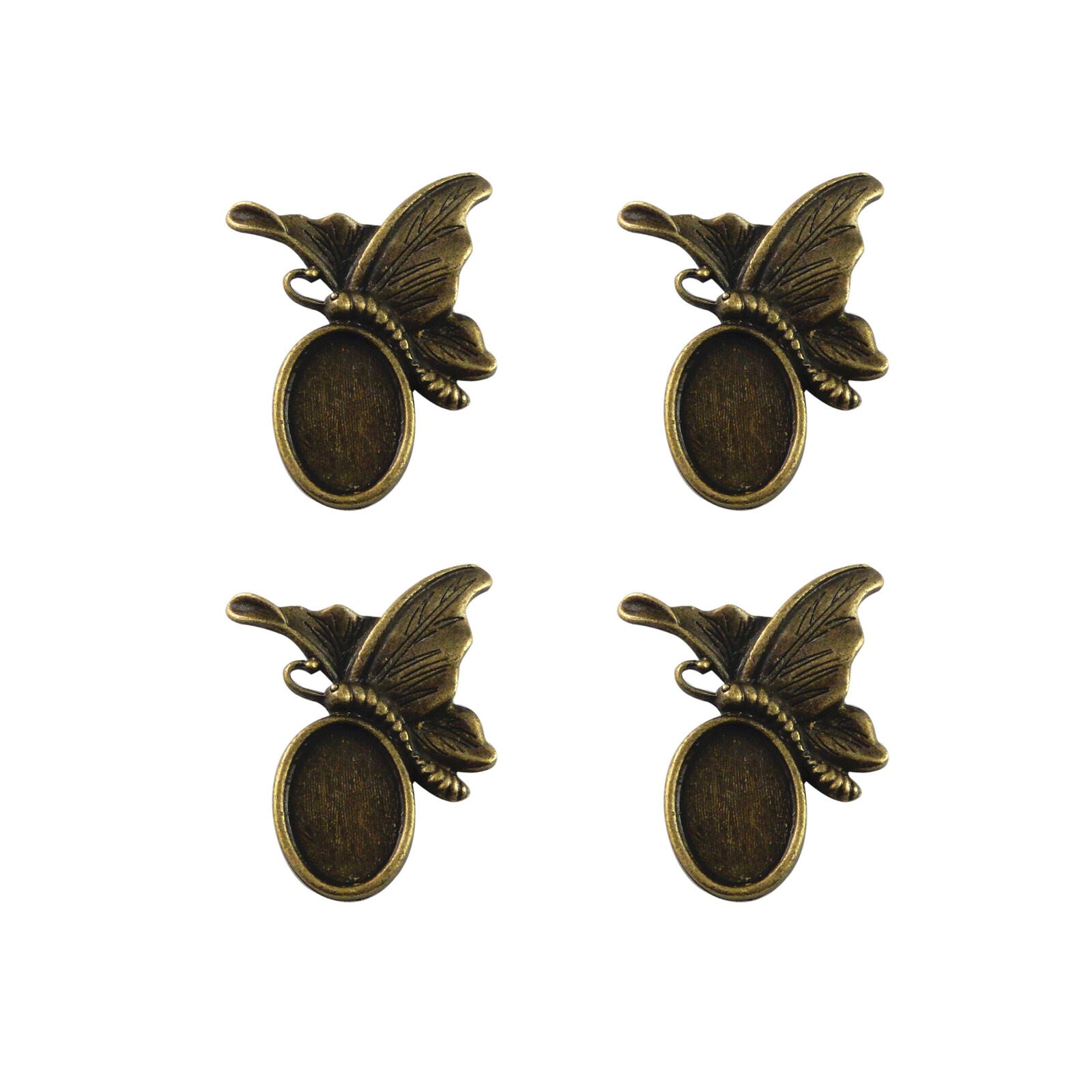 Antiqued Bronze Alloy Cameo Base Pendants Trays 14x10mm Butterfly Charms 10pcs