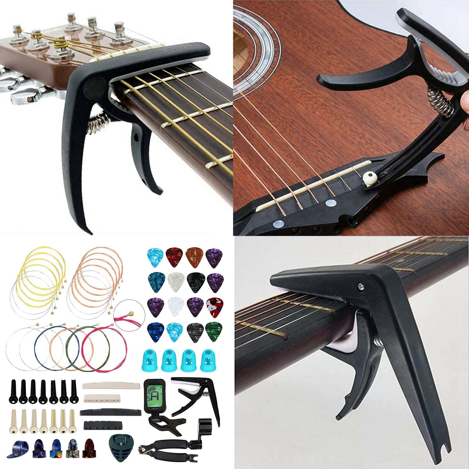 66pcs Capo Plectrum Guitar Winder Tool Kit Keychain