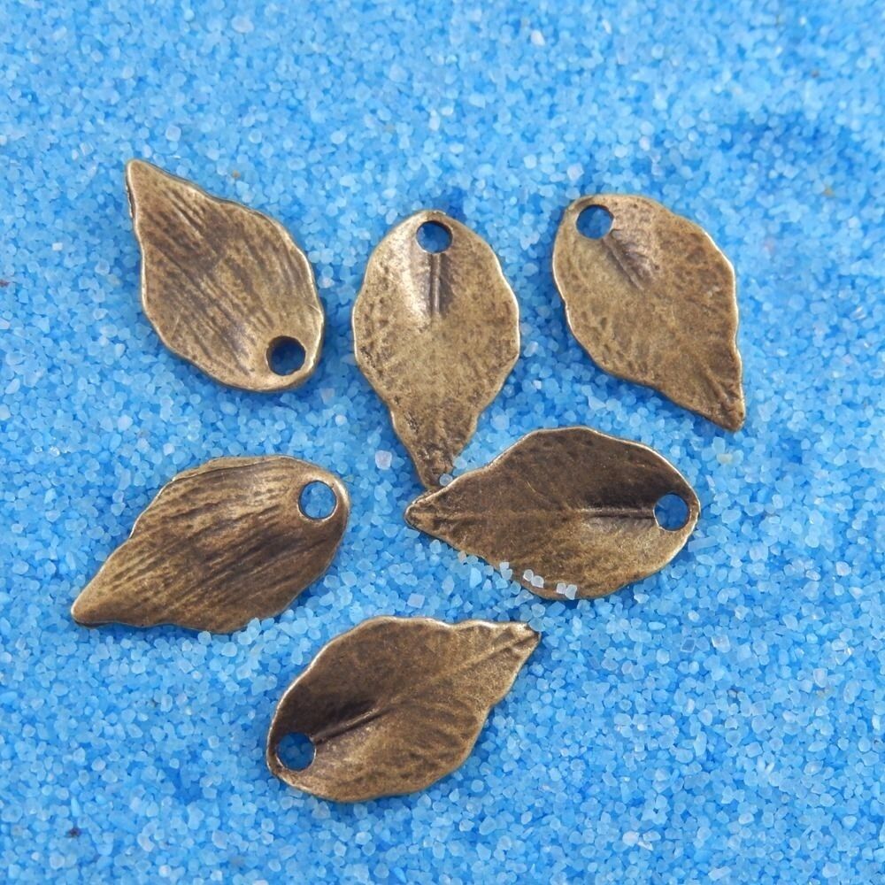 15x9mm Antiqued Bronze Alloy Leaf Craft Charm Pendant Findings Handmade 100 pcs