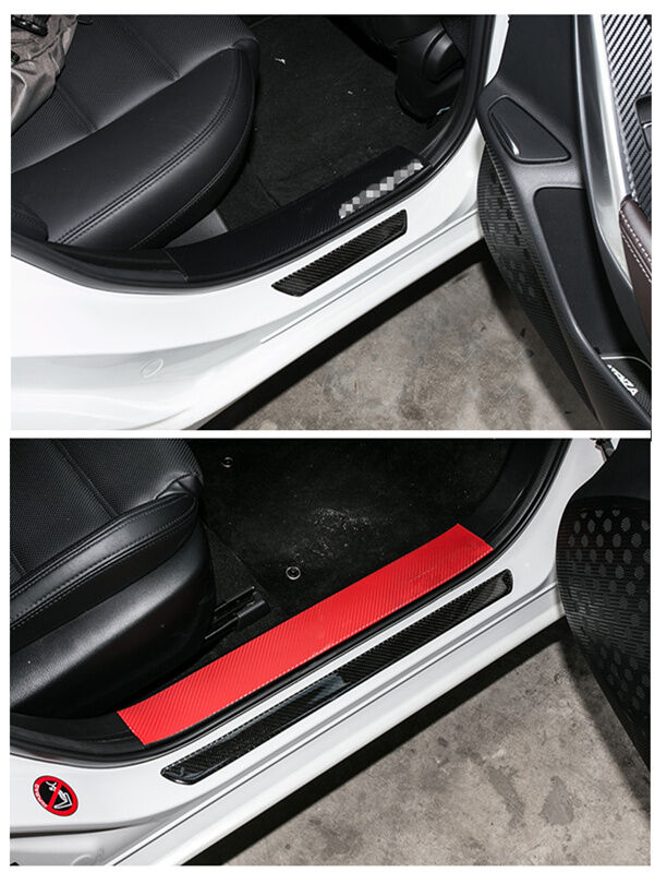 60CM+25CM Carbon Fiber Front Rear Car Scuff Plate Door Panel Step Sill Protector