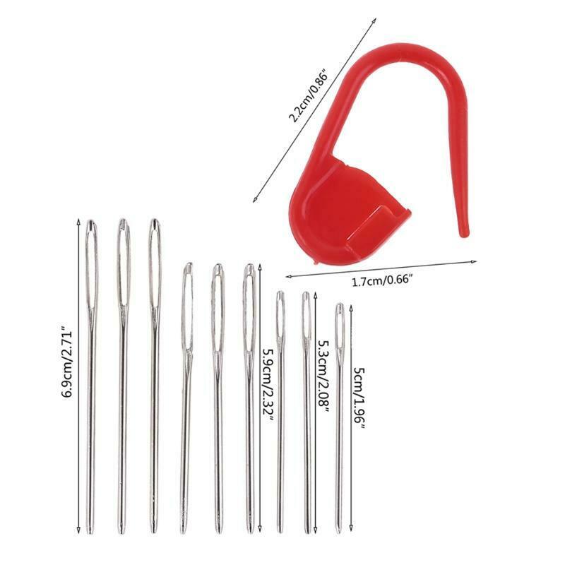 1 Set Metal Large-Eye Sewing Needles Knitting Stitch Counter Locking Marker Kit