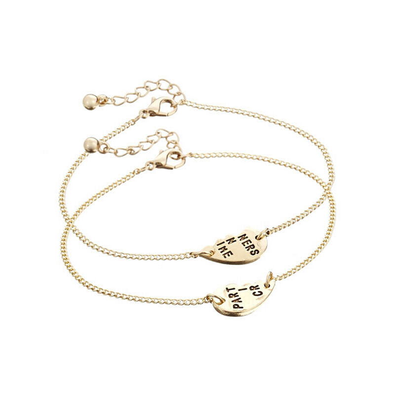 New Best Friends Forever Split Heart Pendant Bracelet Set Friendship Jewel.l8