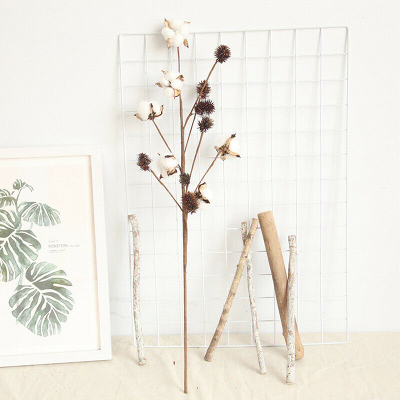 Naturally Dried Cotton Flowers Artificial Plants Floral Branch for Decora.l8