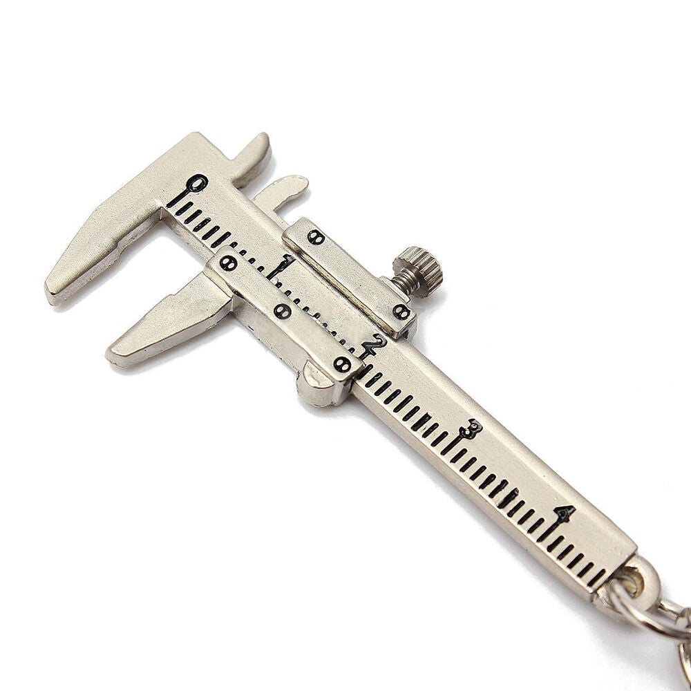 Useful Mini Vernier Caliper Tool Pendant Slider Slides Keyring Key Chain 10CM US