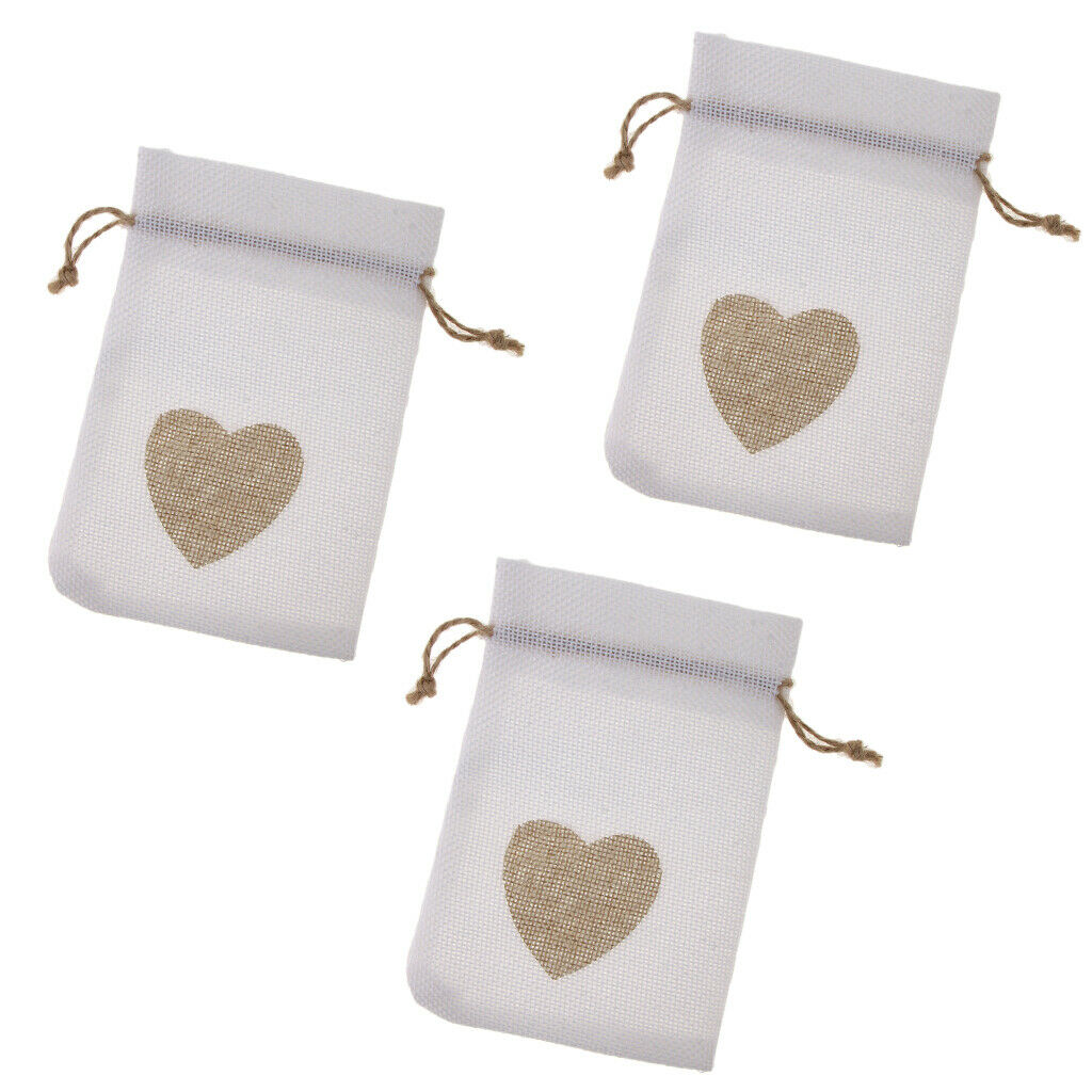 30 Pieces Natural Linen Handle Bags Drawstring Hessian Burlap Package Gift Bags