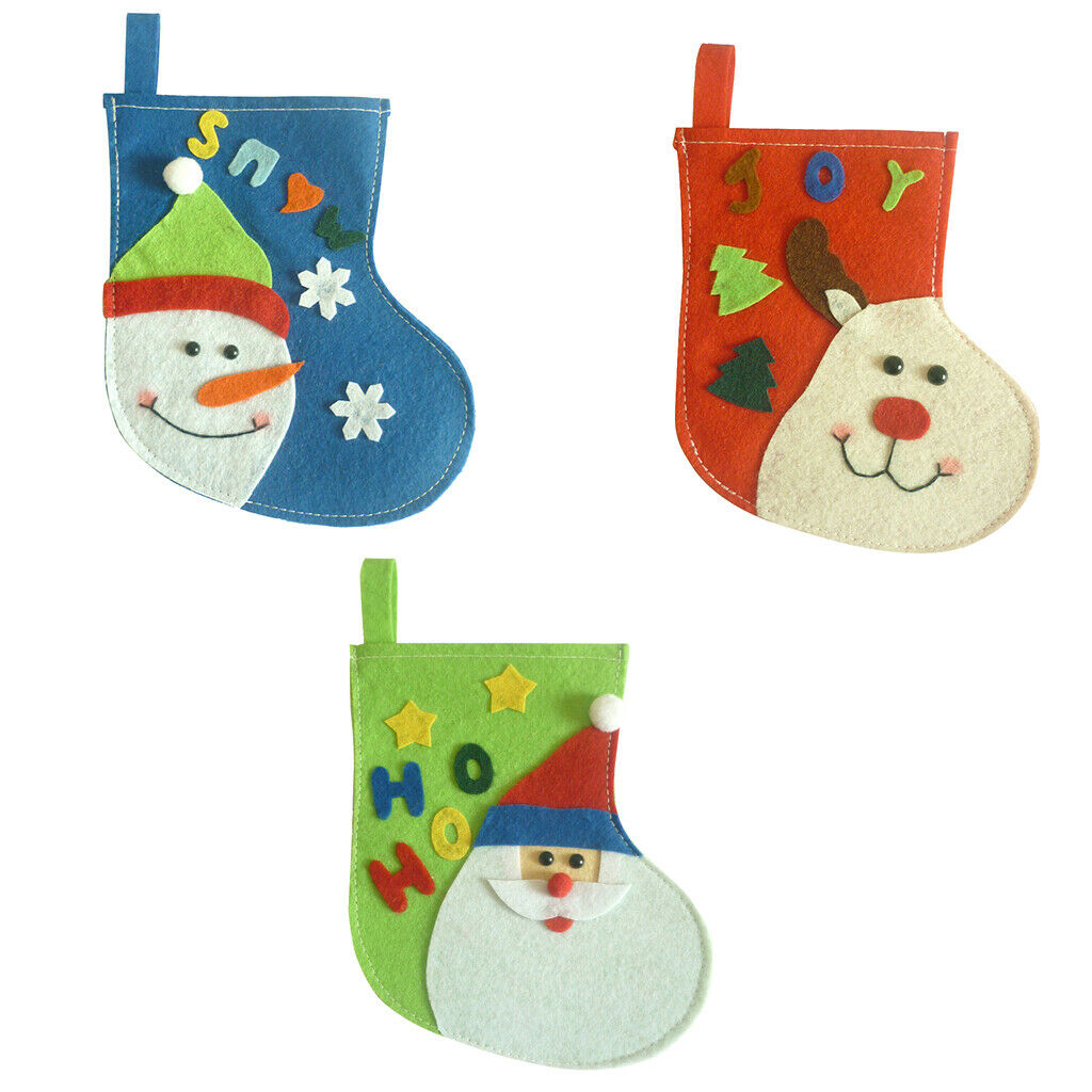 3 Pieces Mini Christmas Stocking Fireplace Tree Decor Gift Card Silverware