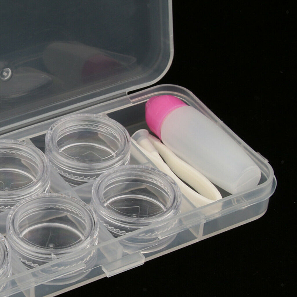 6pcs Contact Lens Boxes Travel Storage Case Remover Stick Tweezers Set Kit