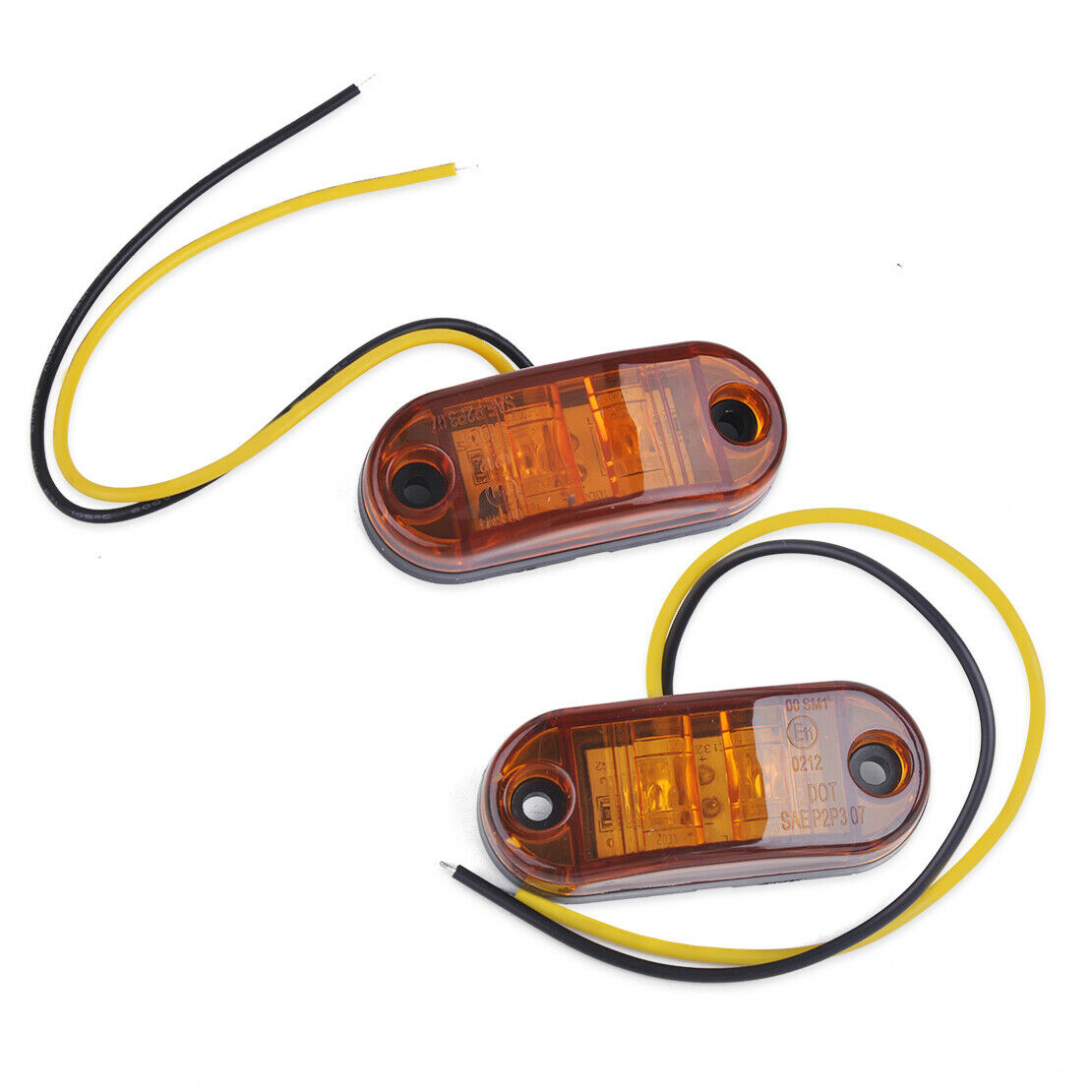 10x 12V / 24V Amber 2 LED Clearance Lamp Side Marker Light Trailer Truck Van An