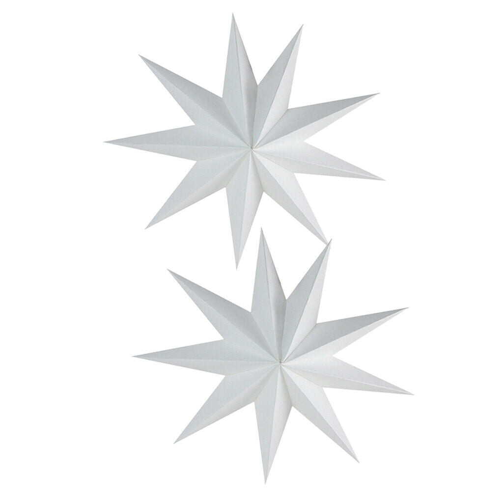 2x White Stars Paper Star for Christmas Party Holiday Home Hanging Decor