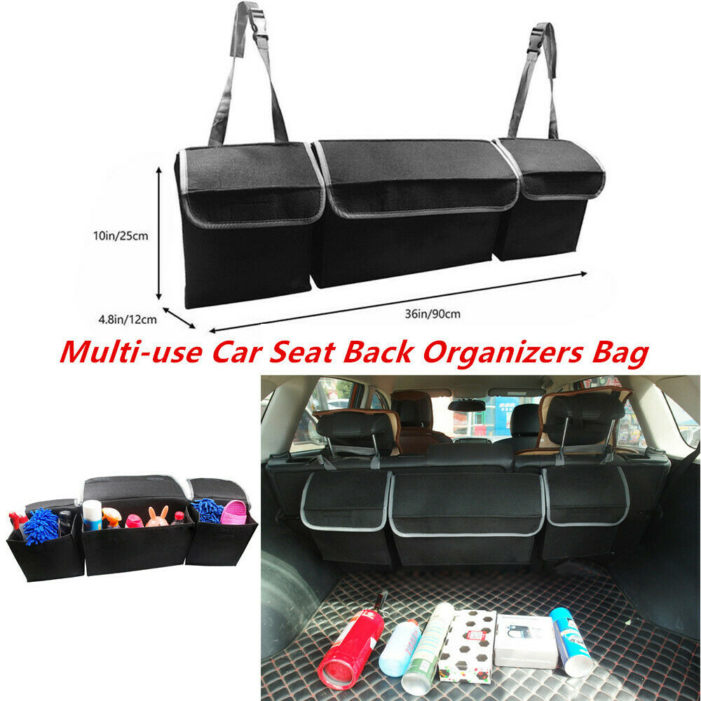 1X Black High Capacity Multi-use Car Truck Seat Back Cargo/ Trunk Organizers Bag