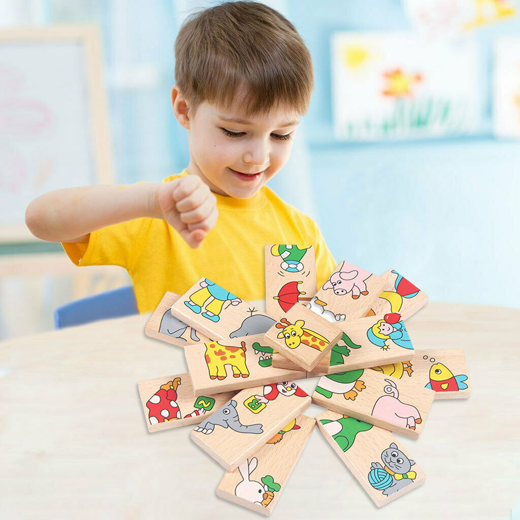 Domino Animal Puzzles 15 Pieces Set for Children 1 2 3 4 6 Years Old Child