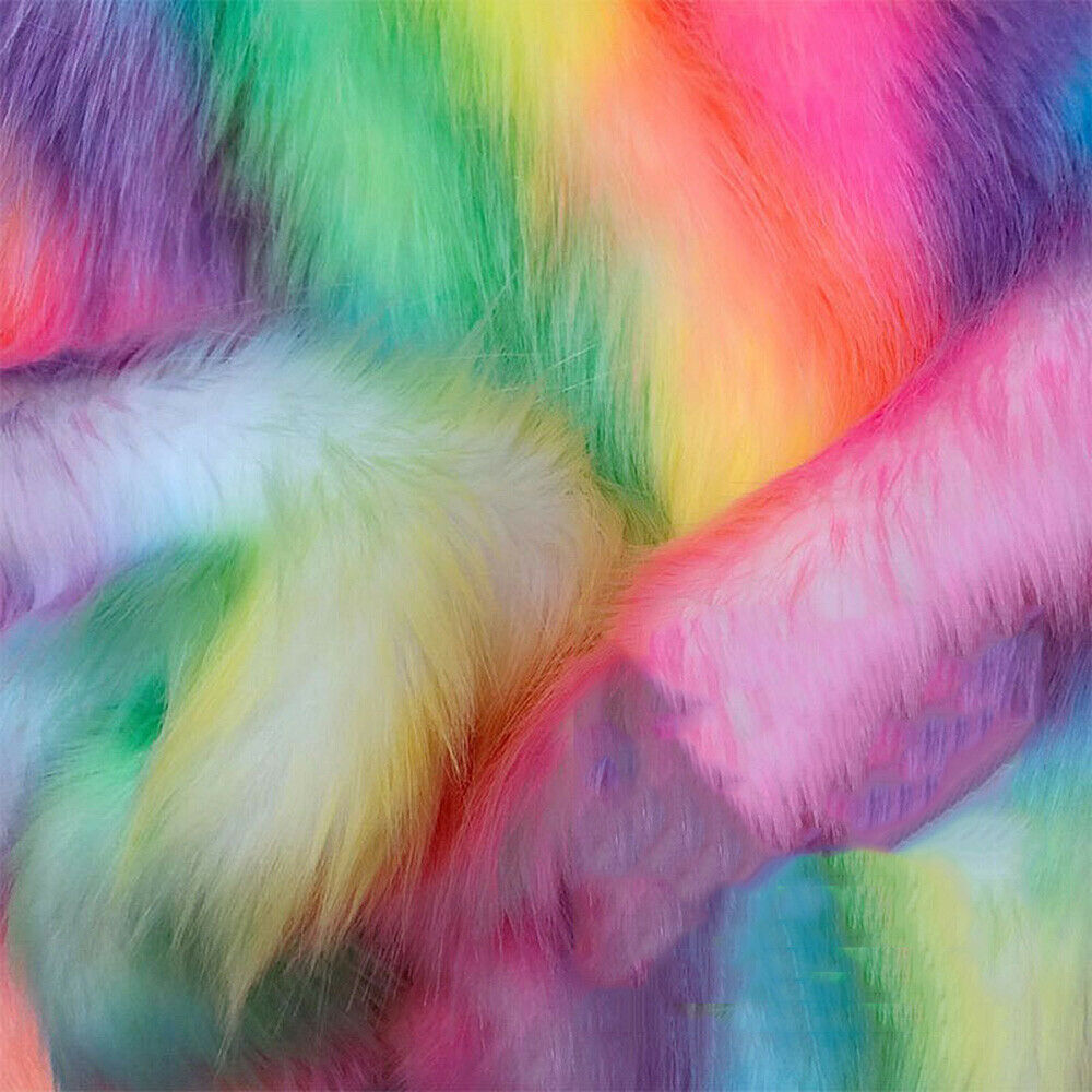 A4 Faux Fox Fur Fabric Rainbow Plush Patchwork Sewing Craft Sofa Cover Material