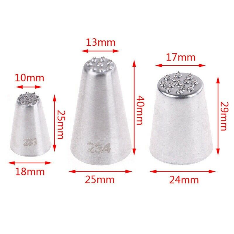 3 PCS Pastry Icing Stainless Steel Tip Piping Grass Cake Decorating Pastry Icing