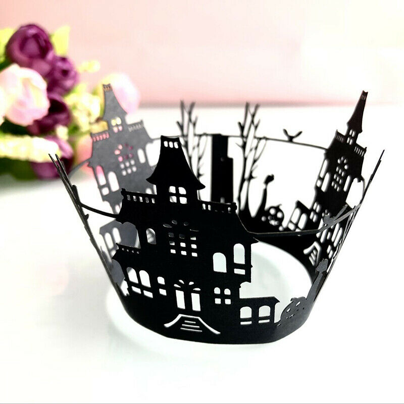 12pcs Halloween Decorations Cupcake Wrappers Case Cake Decorating Hallowe.l8