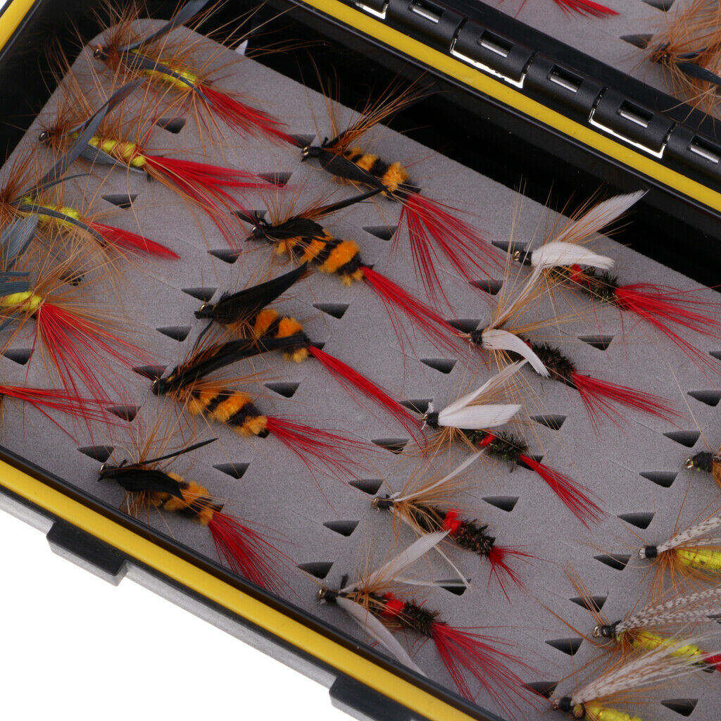 40 pieces fly fishing flies in tackle box fly flies carp fishing
