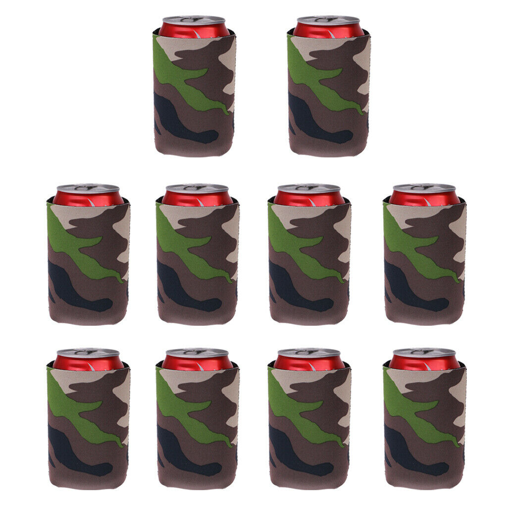 10pcs Camouflage Beer Tin Can Cooler Soda Sleeve Holder Wrap Party Favors