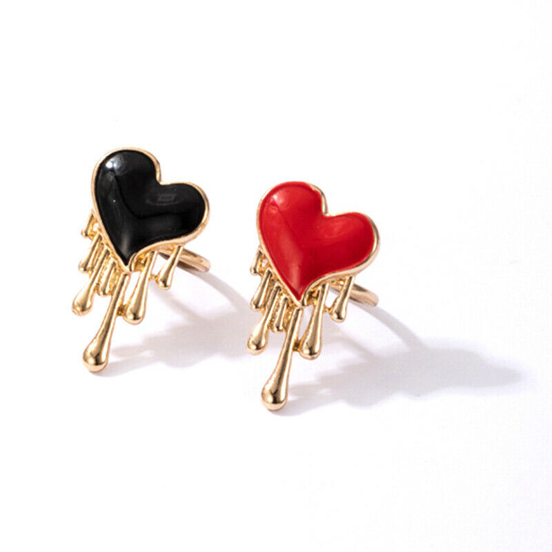 2Pcs Wedding Enamel Heart Rings For Women's Party Fashion Jewelry Couple .l8