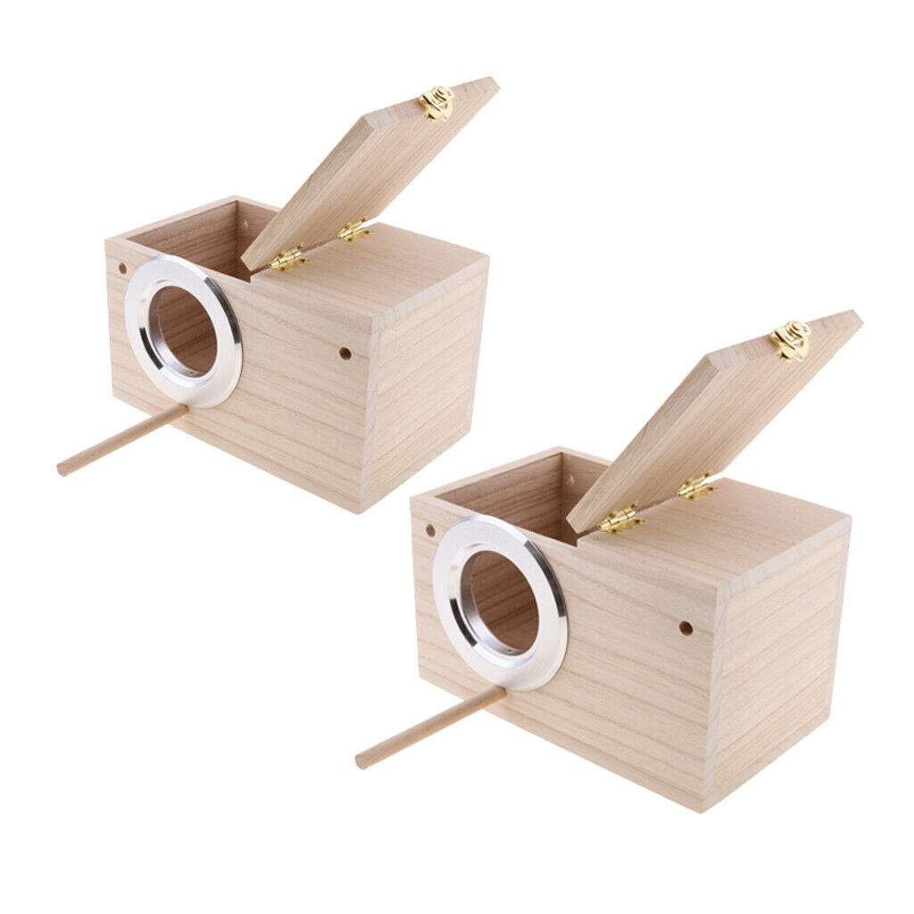 2 Pieces Breeding Wood Nest Box Nesting Roost Bird Canary Finch Budgie M & XL
