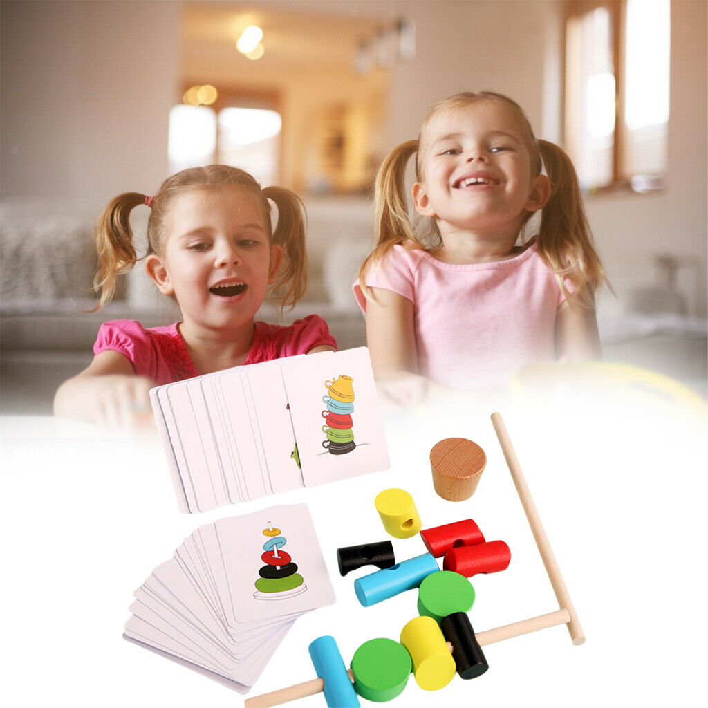 Wooden Learning Color Matching Logic Games Beaded Toys Preschool Early Education