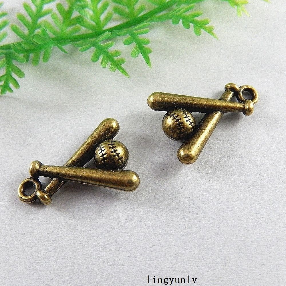 40pcs Antiqued Bronze Alloy Baseball Game Charms Pendant Jewelry Crafts 51229