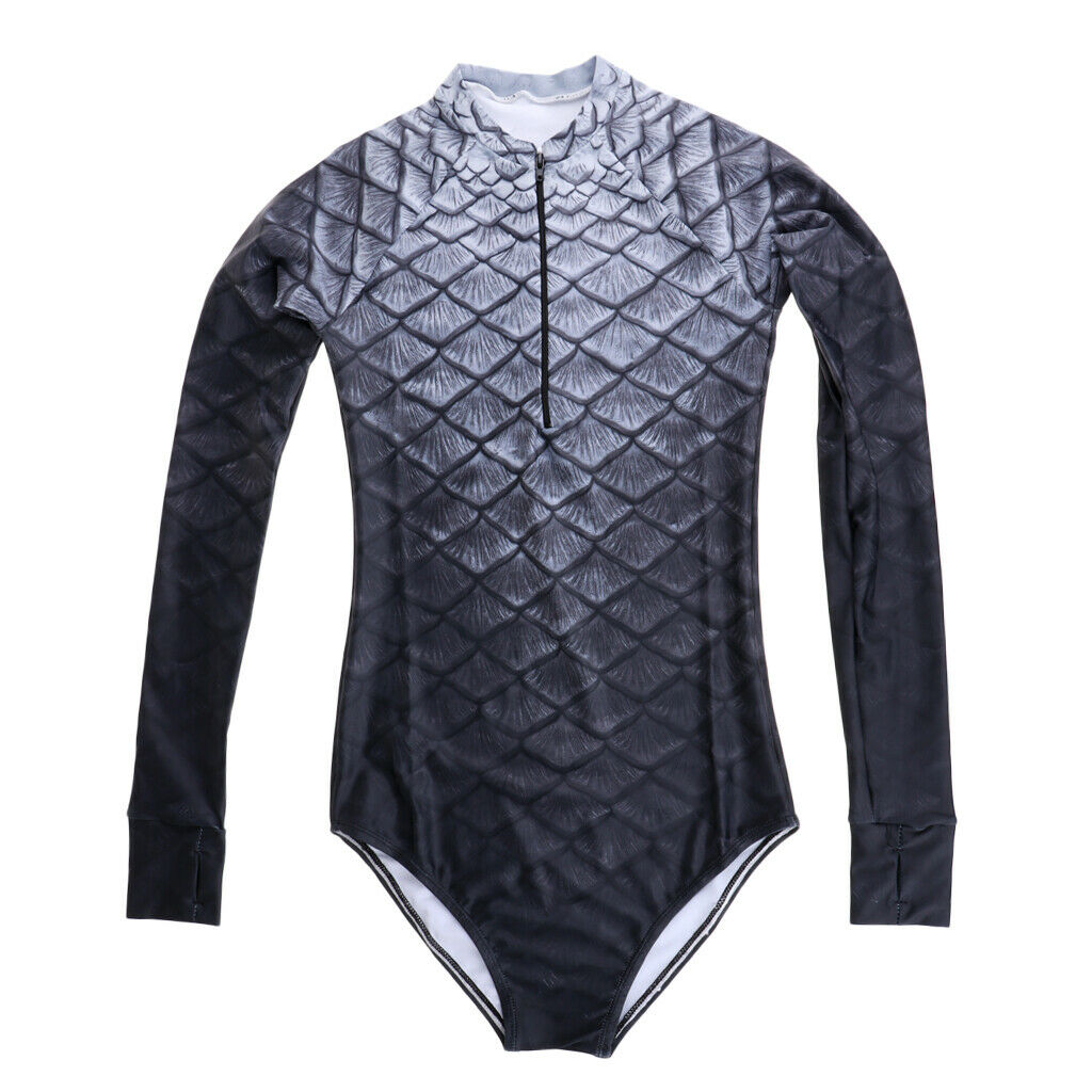 Women One Piece Long Sleeve Swimsuit Swimwear Bikini Beachwear XL Black