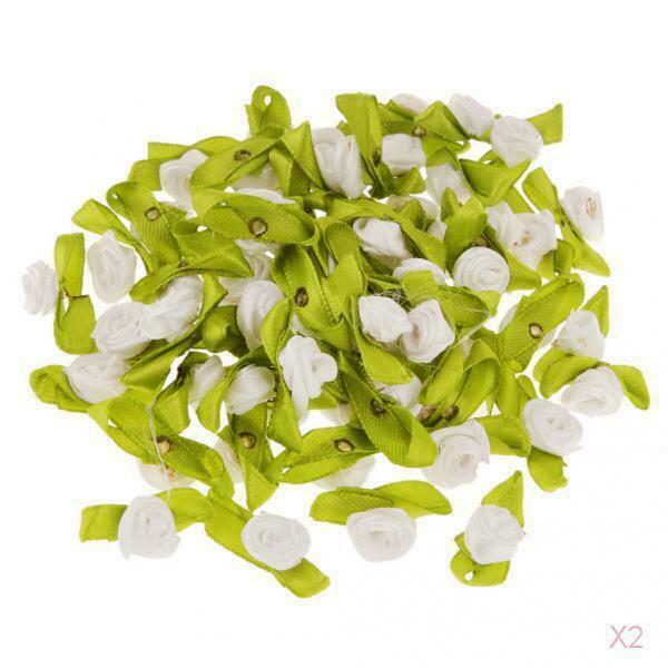 100x Ribbon Rose Head With Leaf Artificial