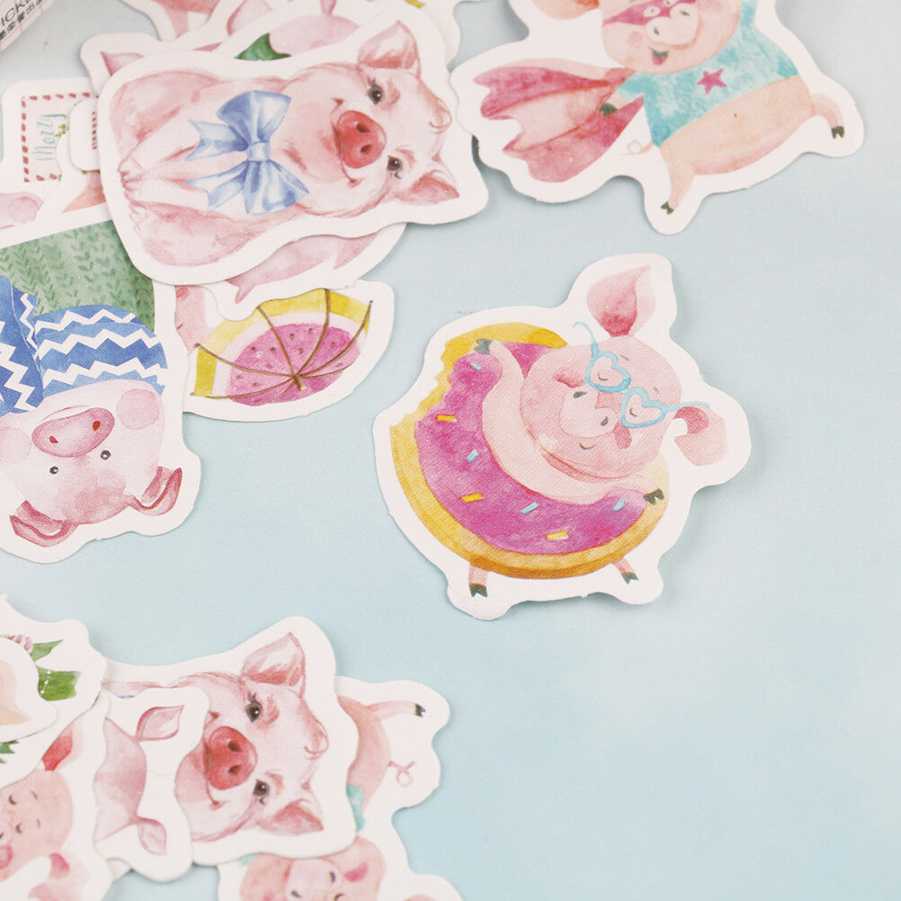 46pcs Pink piglet paper decor diy diary scrapbooking label sticke.l8